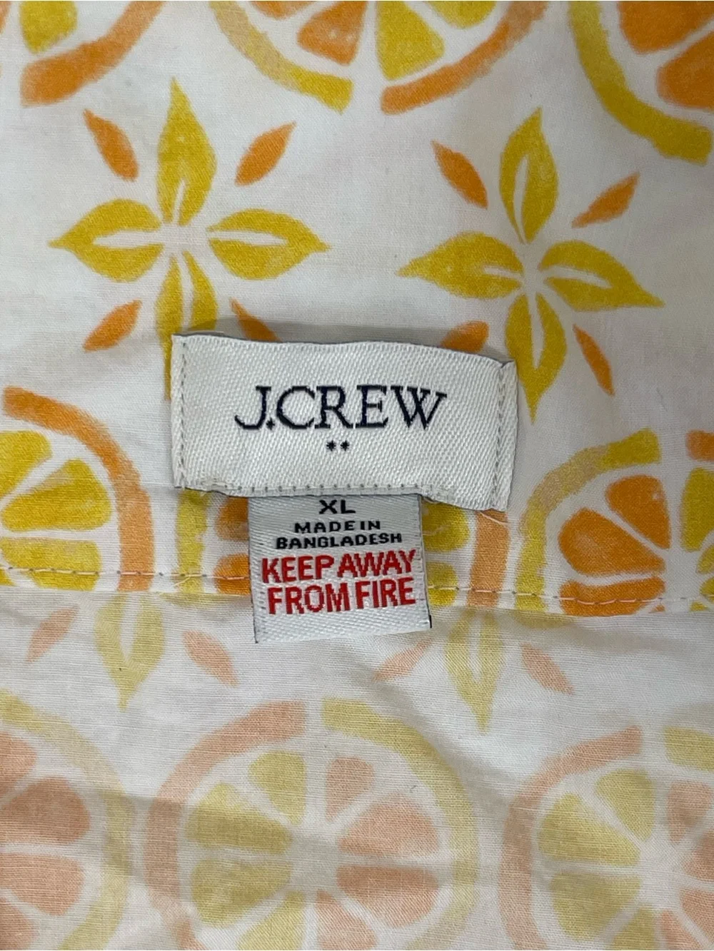 J.Crew Women’s XL Citrus Orange Print Cotton Pajama Top Button Front